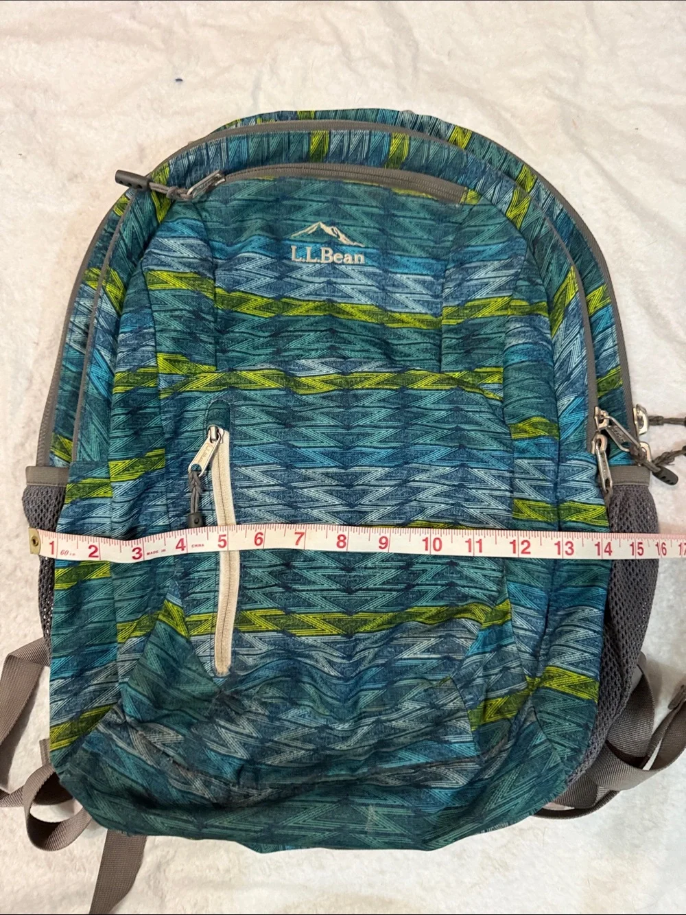 *Vintage* L.L. Bean Teal and Green Striped Backpack